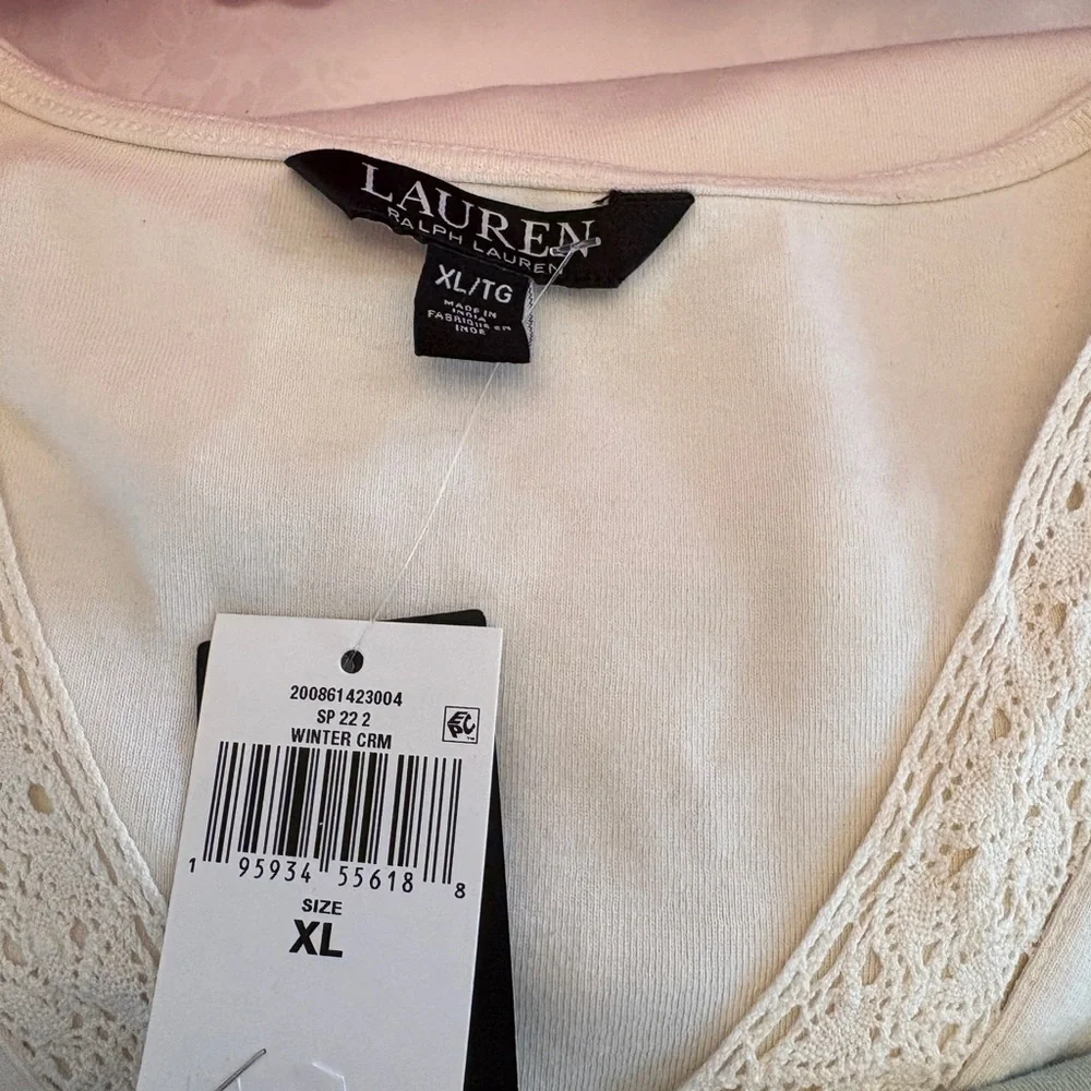 Lot of 3 Lauren Ralph Lauren Lace-Trim Henley Tops XL - Picture 4 of 11